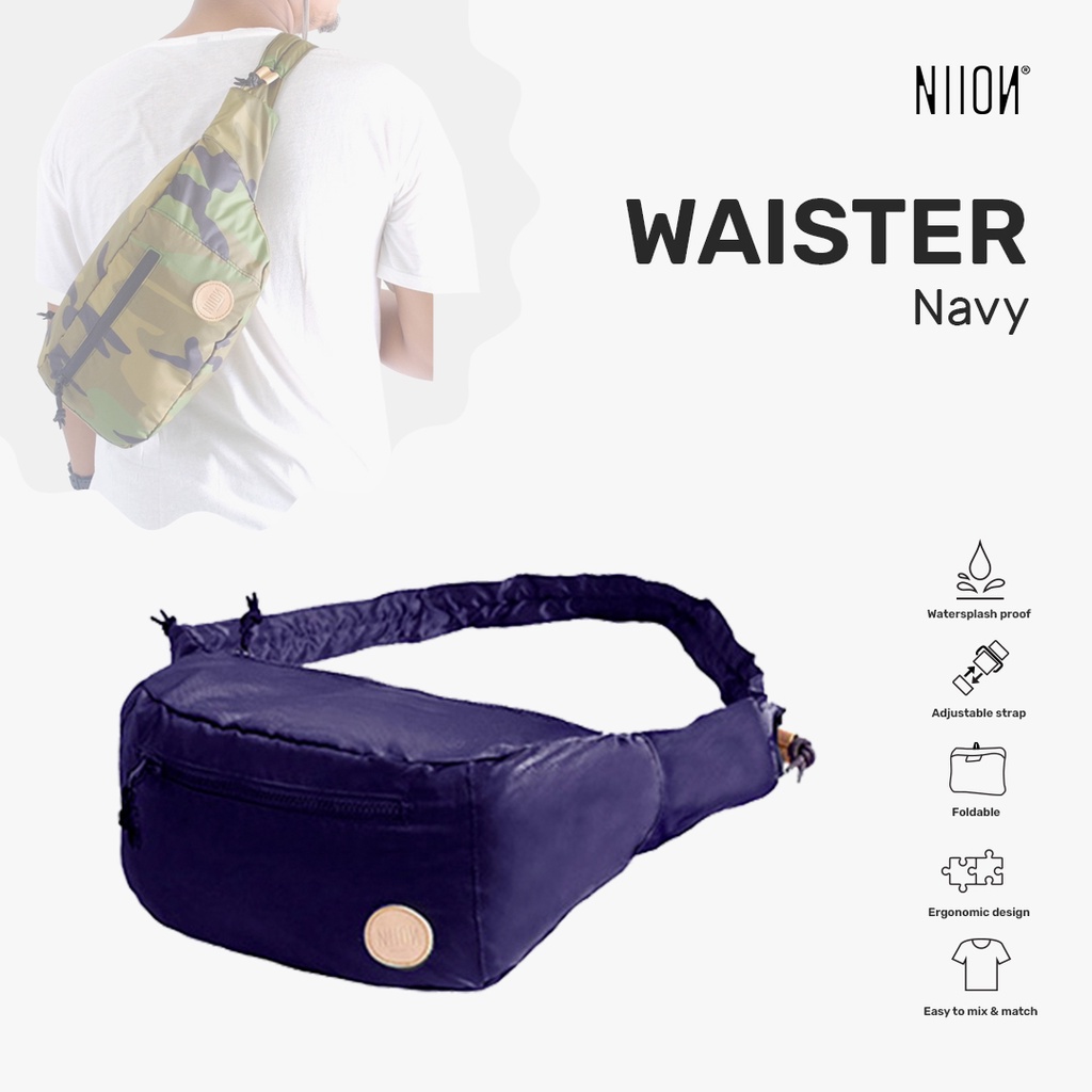 Niion Waister Navy Blue Waist Bag / Tas Pinggang Wanita Pria