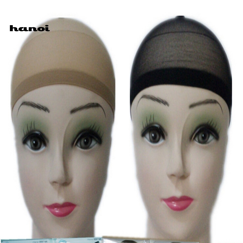 Han_ 2Pcs / Set Topi Stocking Jaring Mesh Elastis Untuk Wig / Rambut Palsu Wanita