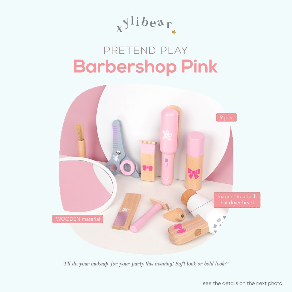 Barbershop - Wooden Toys - Xylibear - Makeup Salon Mainan Pretend Play Miniature