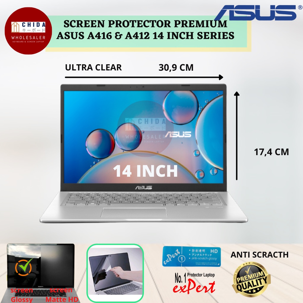 Anti Gores layar laptop ukuran 14 inch / Screen Protector Laptop Premium Asus A416 14 Inch Series Ul