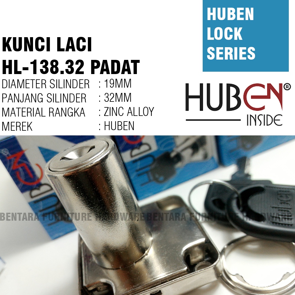 Huben Lock HL-138 / 32 MM Kunci Laci Padat 138 - 32 Drawer Lock