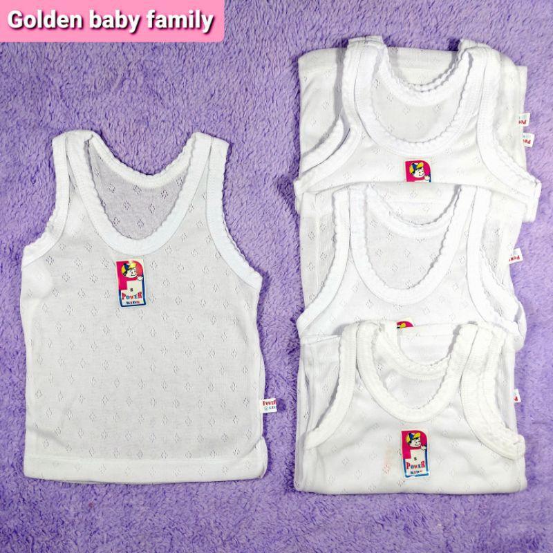 6 PCS SINGLET ANAK POWER KIDS PUTIH SIZE S-6L