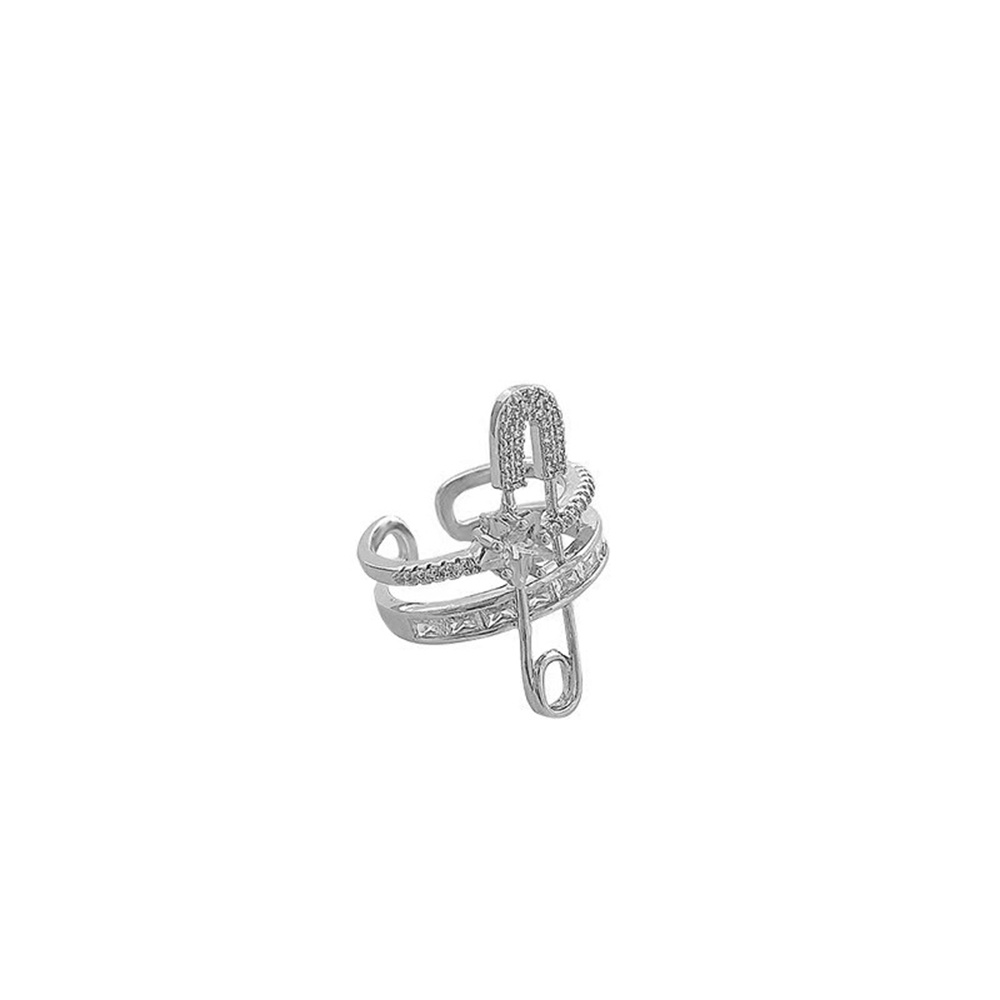 1pc Cincin Model Terbuka Desain paperclips Hati hollow Hias zircon Gaya retro Untuk Wanita