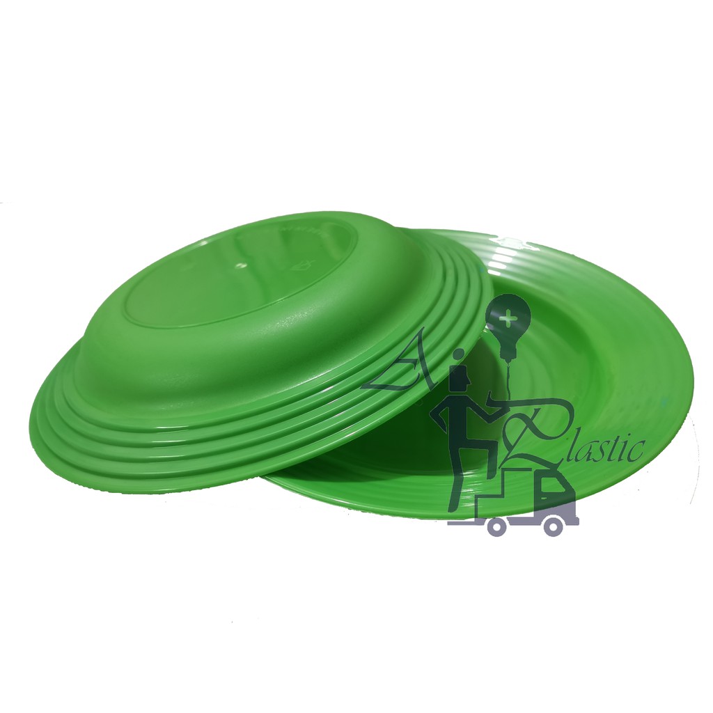 Piring Makan Bahan Plastik Harga Satuan Termurah BerKualitas-Hijau 1pcs