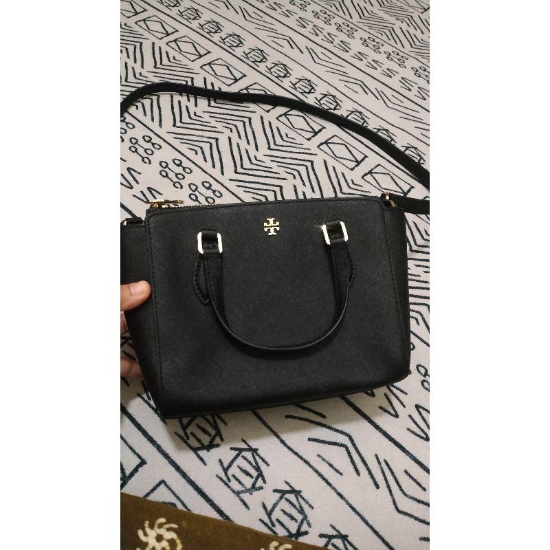 tory burch emerson mini black sling bag authentic