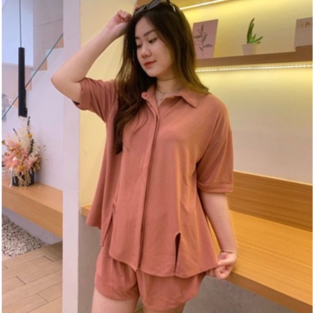 Baju tidur wanita/ Piyama hotpant krah wanita set baju tidur fashion oversize