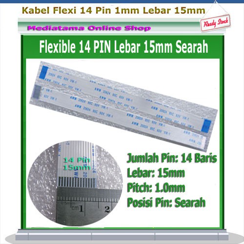 Kabel Flexible FFC FPC 14 Pin Lebar 15mm Searah