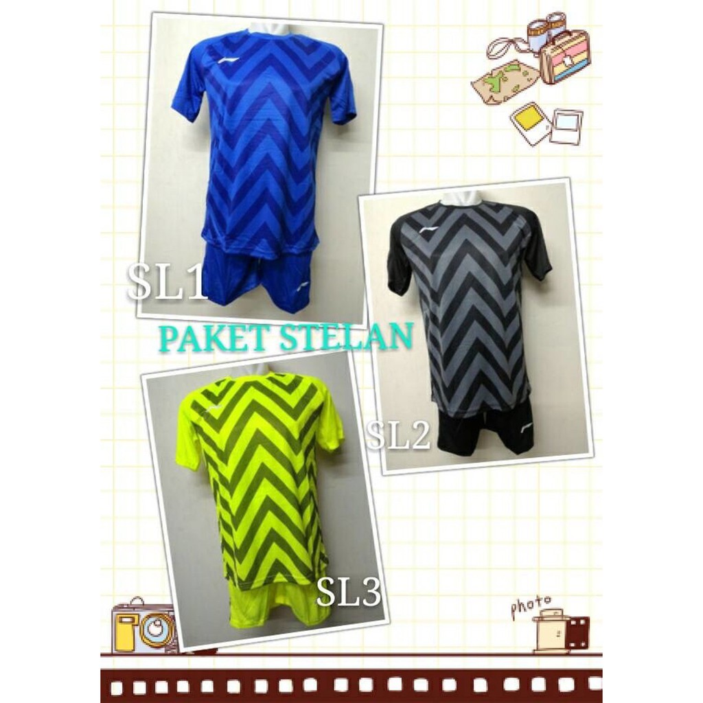 Paket Stelan Celana Baju Badminton Bulutangkis Lining Original