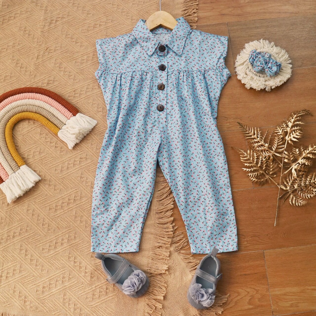 BARU! LIK038 - 2in1 Jumpsuit Overall Anak Bayi Perempuan Bunga Fashion Pergi Jalan