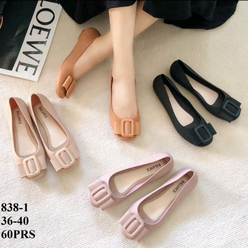 Sepatu Jelly Wanita Terbaru Pita Flatshoes Karet Korea Casual 838