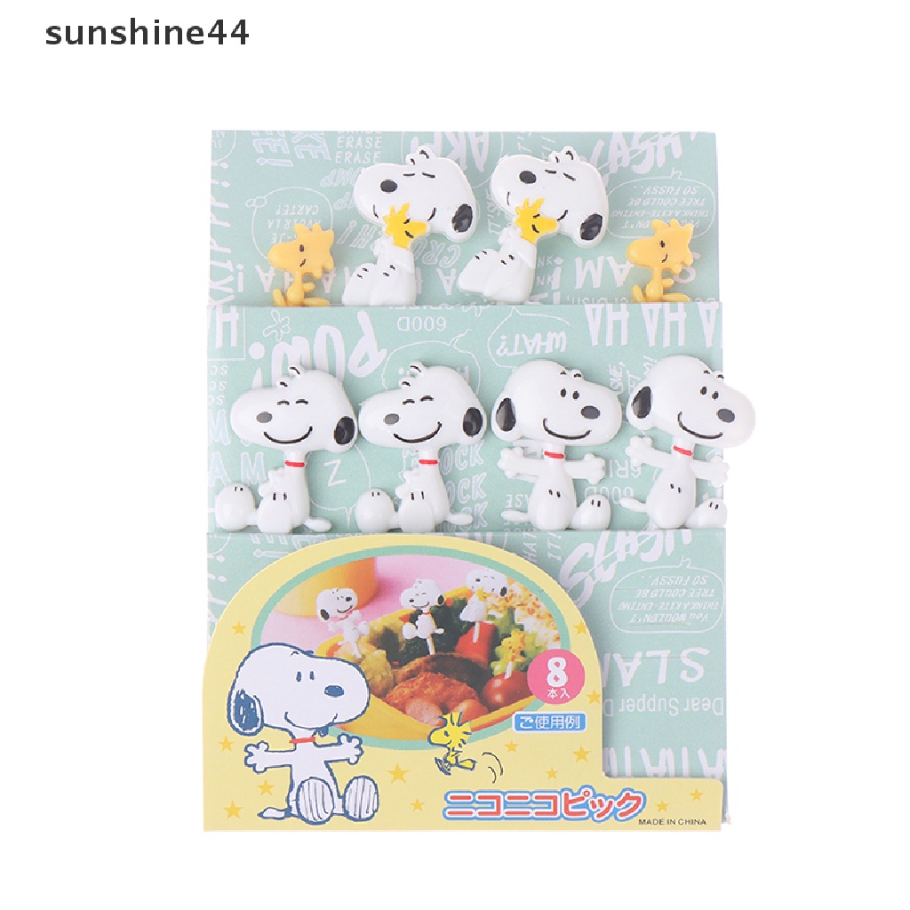 Sunshine 8pcs Garpu Buah / Kue / Dessert Mini Bentuk Kartun Hewan Untuk Anak