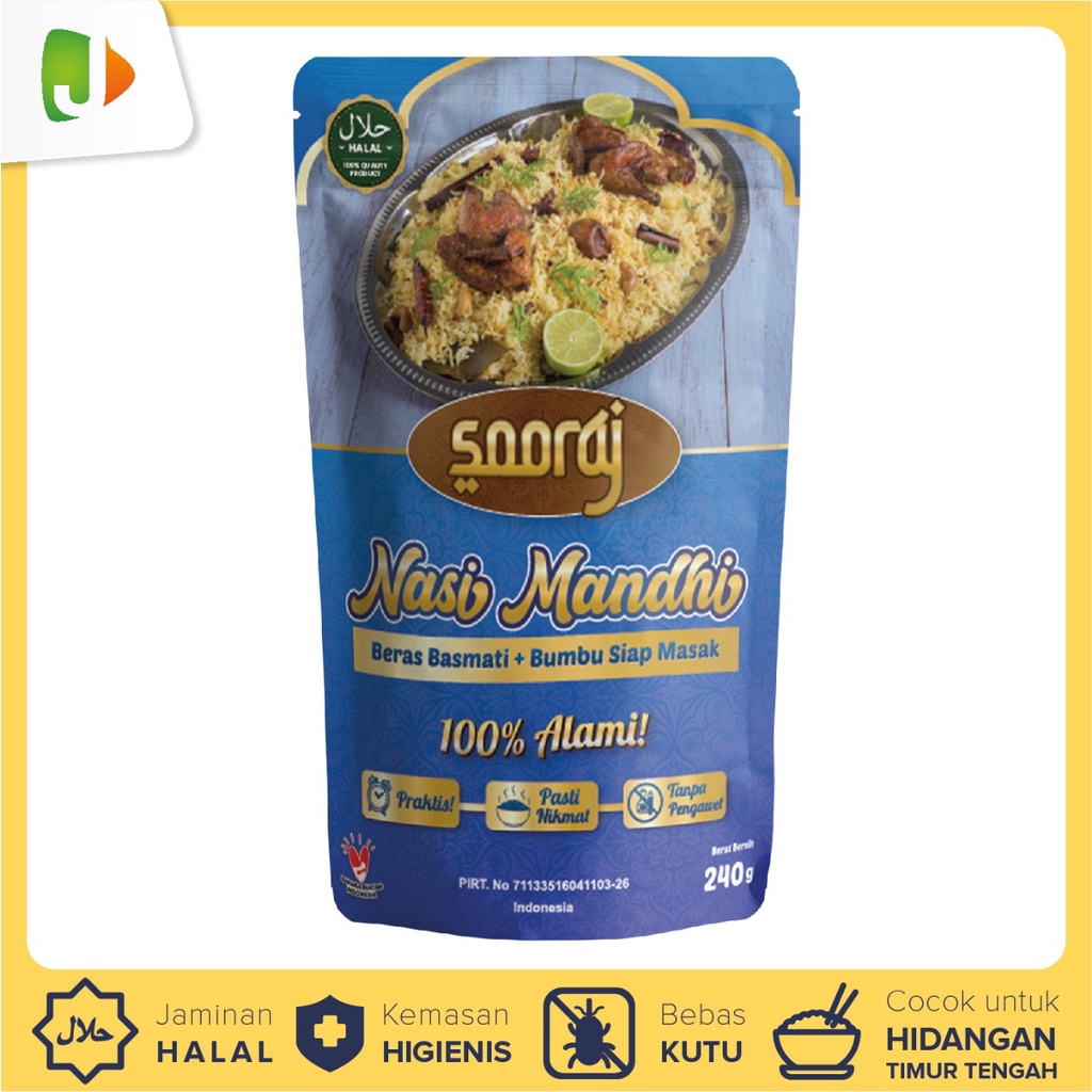 

Sooraj Nasi Mandhi Instant 240gr Beras Basmati+Bumbu Siap Masak-HALAL