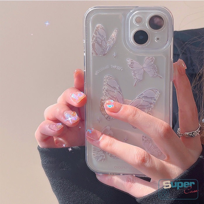 Butterfly Clear Case Redmi Note11 10 11Pro 10S 11s 9s 9 Pro Max Plus Redmi A1 9A 10 10C 9 9T 9C NFC Mi POCO M3 Pro M4 Pro POCO F4 X3 Pro NFC Fantasy TPU Soft Cover Pelindung