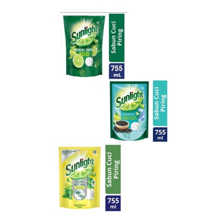 Sunlight Sabun Cuci Piring-Jeruk Nipis-Anti Bau Jeruk Nipis & Daun Mint-Jeruk Nipis & Habbatussauda