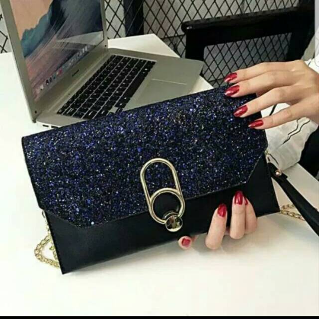 TAS WANITA IMPORT TAS BATAM TAS PESTA CLUTCH PESTA GLITER