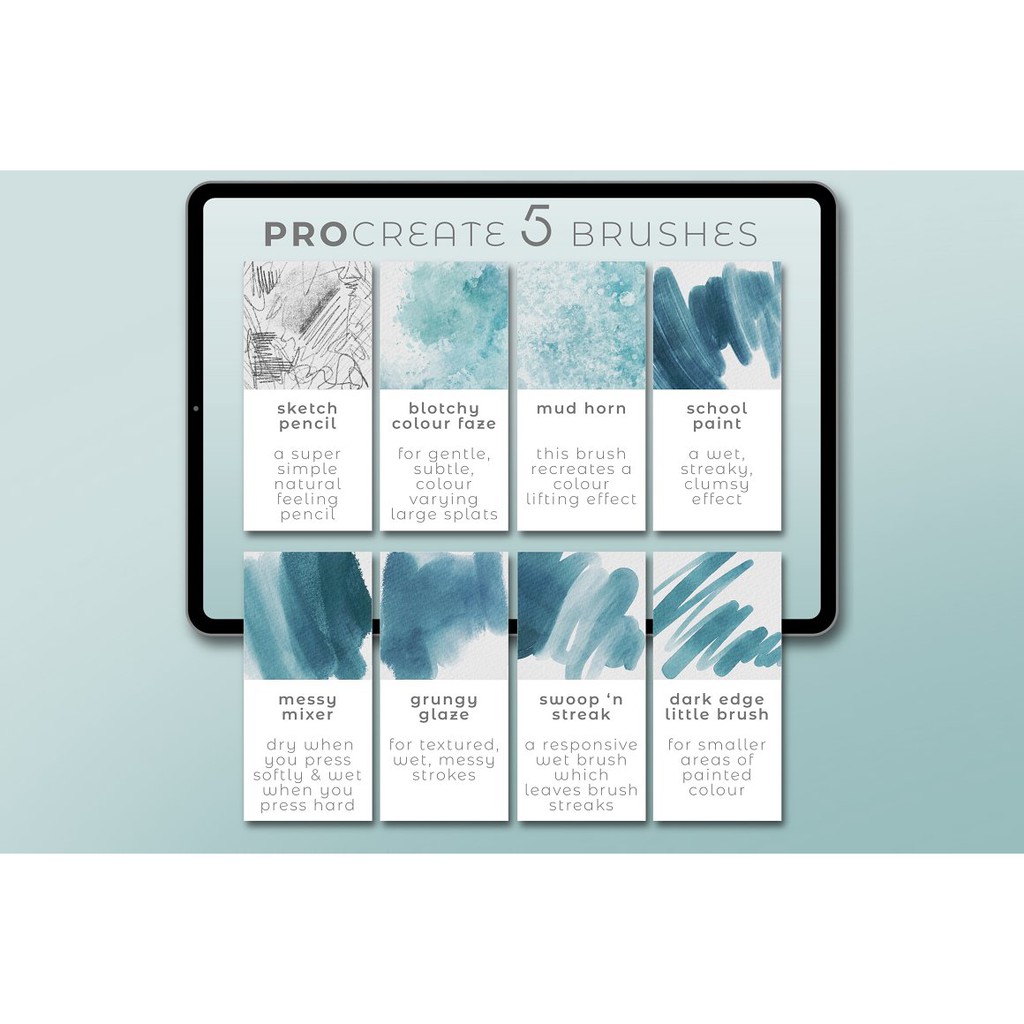 Procreate Brush - Everything Watercolor Premium Kit Brush Pack + Watercolor Canvas &amp; Free Update