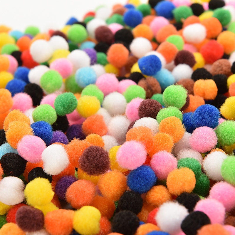 1000pcs Pom Pom Lembut 10mm Warna Campur Untuk Anak