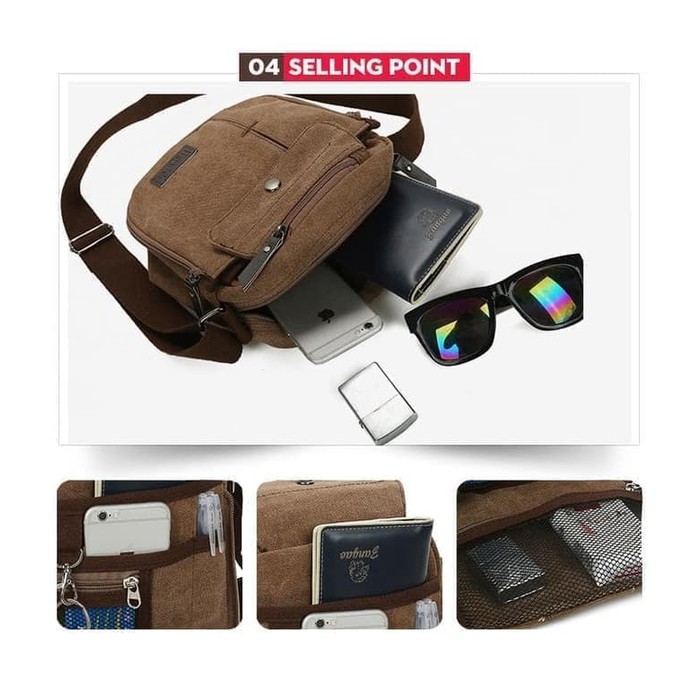 Unik LR205 Tas selempang kanvas pria Sling bag Tas slempang cowok LR205