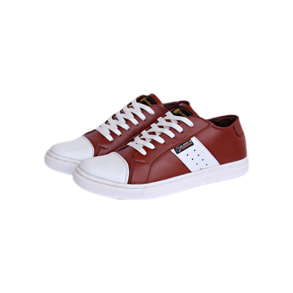 GLADIO - Jiman Sepatu Kasual Pria Sneaker Kulit Asli Garut Terbaru Ori Kuliah Kondangan Cowok
