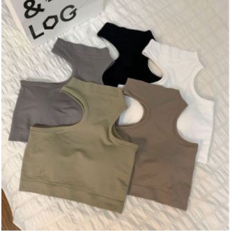 Tanktop Crop halter TANK 15 neck atasan crop top bra dalaman tank top korea cut side