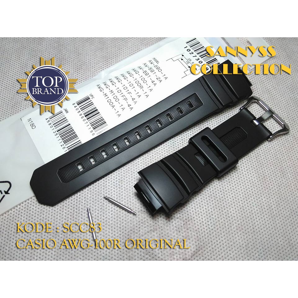 STRAP TALI JAM CASIO AWG-100R - AWG 100R - AWG100R ORIGINAL FREE PEN