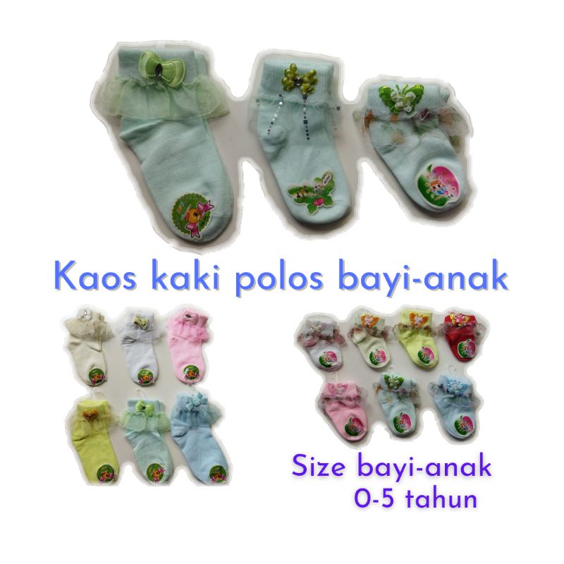 Kaos Kaki Polos RENDA Elastis Bayi Anak Perempuan 0-5 Tahun