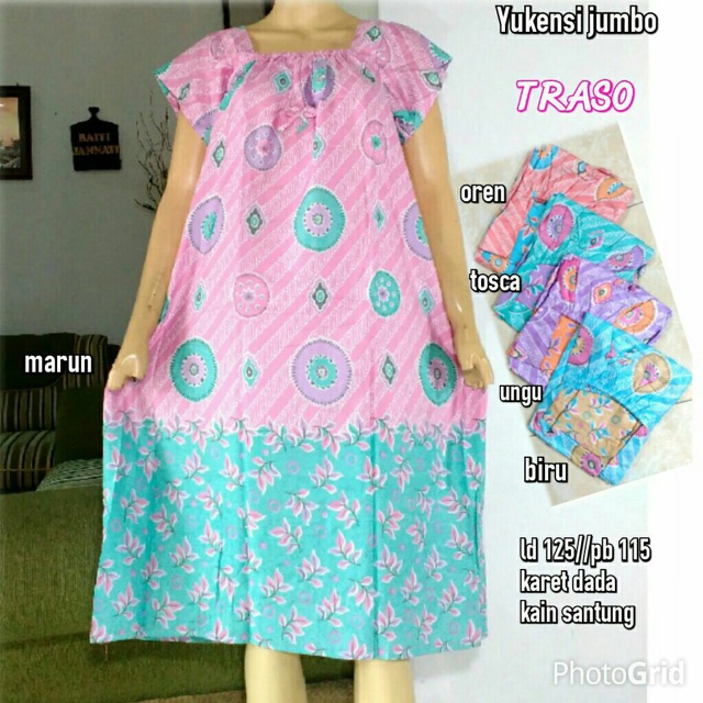 Yukensi Jumbo Trado Baju Tidur Lengan Pendek Fashion Batik Wanita Mall Grosir Tanah Abang Baju Bumil