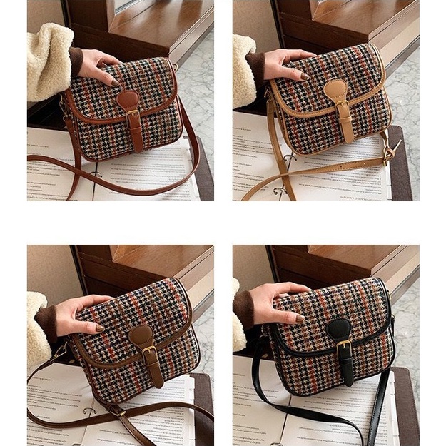 BJ15536 - BLACK/BROWN/COFFEE/KHAKI - TAS SLEMPANG SLINGBAG IMPORT MOTIF KOTAK GARIS TERMURAH TERLARIS TERBARU BAGSTORE JAKARTA FASHION WANITA EL5536 LT1937 CR7784 BQ3456