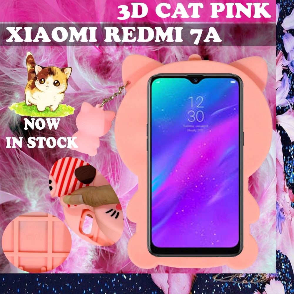 Case 3D Xiaomi Redmi 7A / Xiaomi Redmi Note 8 Pro / Xiaomi Redmi Note 8 / Xiaomi Redmi 7 / Xiaomi Redmi 8 / Xiaomi Redmi Note 7 / Xiaomi Mi A2 Lite / Xiaomi Redmi 6 Pro / Oppo A9 2020 Cat Pink Stripes Silikon 3D Baju Garis Merah Cute Case Karakter - Pink