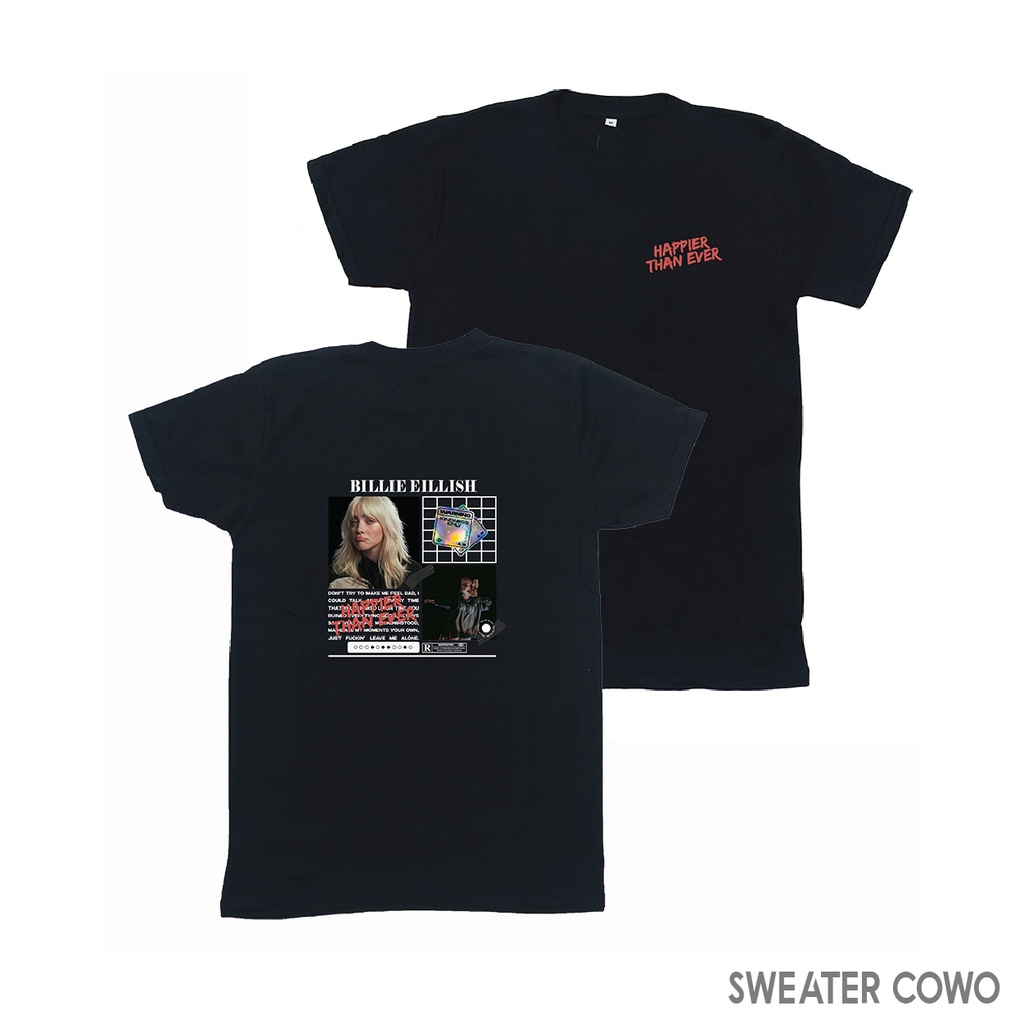 Aviotic Tshirt / Kaos Lengan Pendek BILLIE ELISH ( Sablon ) Unisex Pria &amp; Wanita