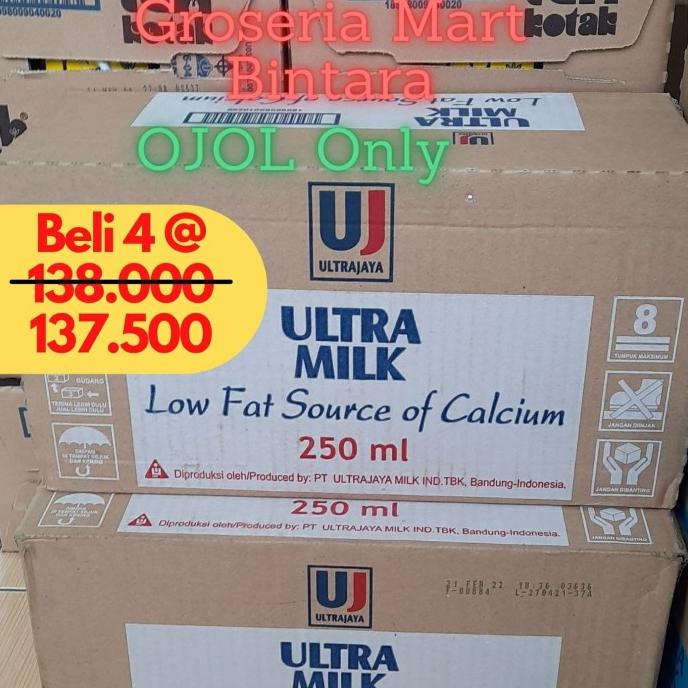 

(BISA COD) *Bintara* Susu Ultra UHT Low Fat High Calcium PLAIN 250ml x24 - Bekasi TERJAMIN Kode 814