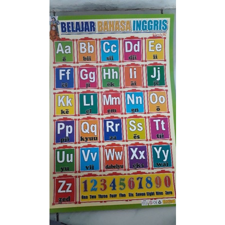 

poster abjad bahasa inggris sama angka 1lembar