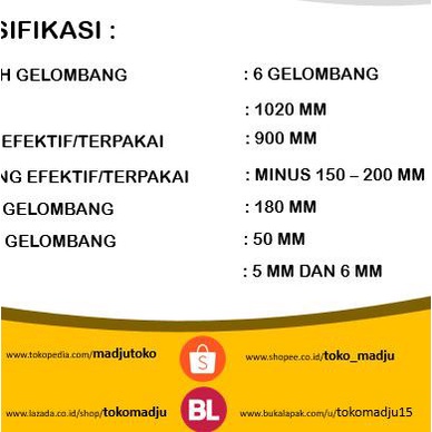 ♖ Asbes Gelombang Besar 3 M / 300 cm ☏