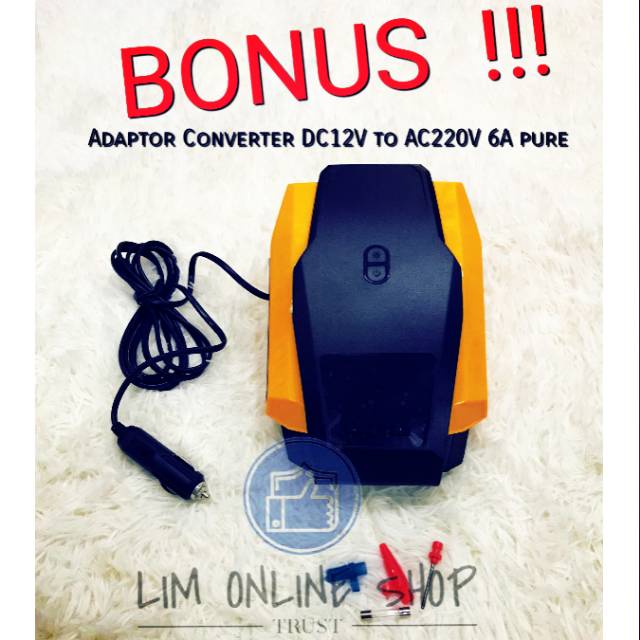 Kompresor Angin Pompa Ban Mobil 150 psi Air Compresor Portable + BONUS Adaptor DC12V to AC220