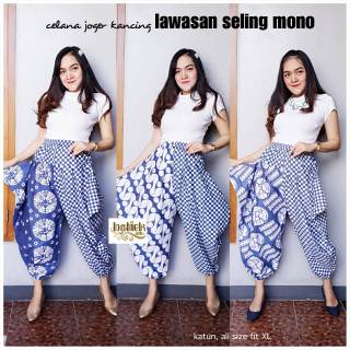  Grosir  Batik  Celana  Kulot  Batik  Jogger Lawasan Biru 