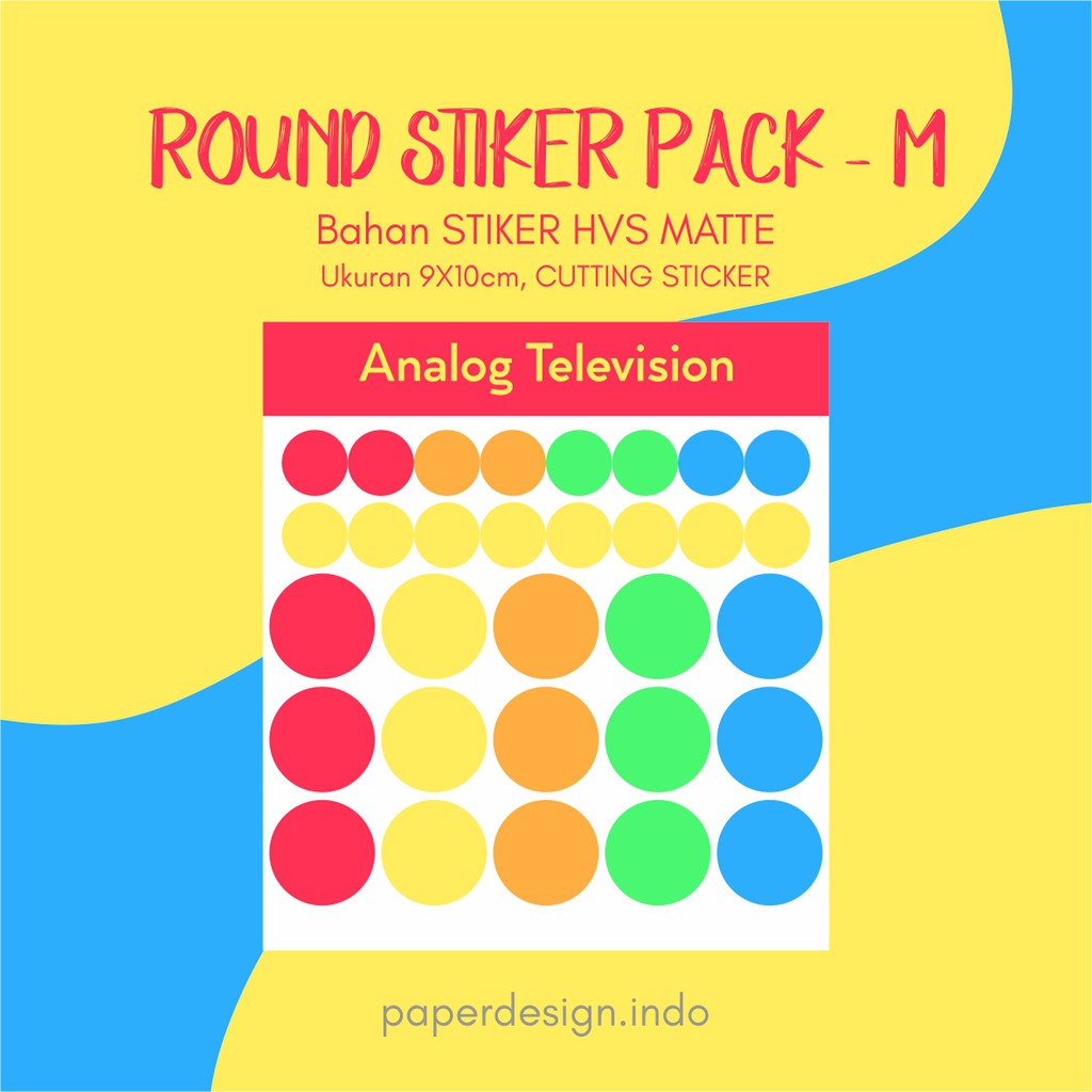 

ROUND STICKER PACK MEDIUM ANALOG TELEVISION STIKER LUCU