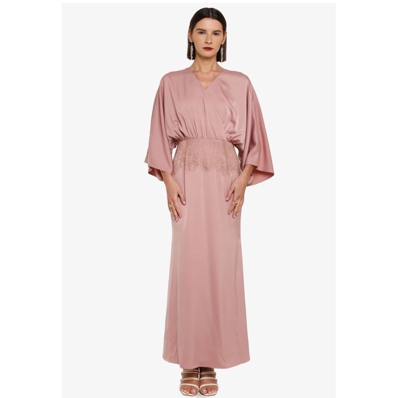 Wrap Dress With Lace detail - Zalia