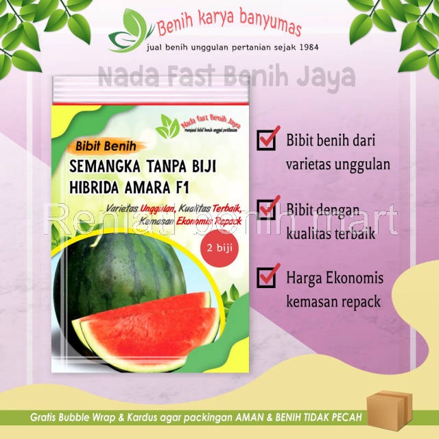 2 biji benih semangka merah F1 non biji