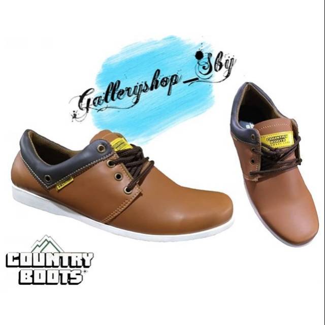 Sepatu County Boots Brown Coklat Tan Sekolah Kerja Kuliah Formal Resmi Traning Murah Terlaris