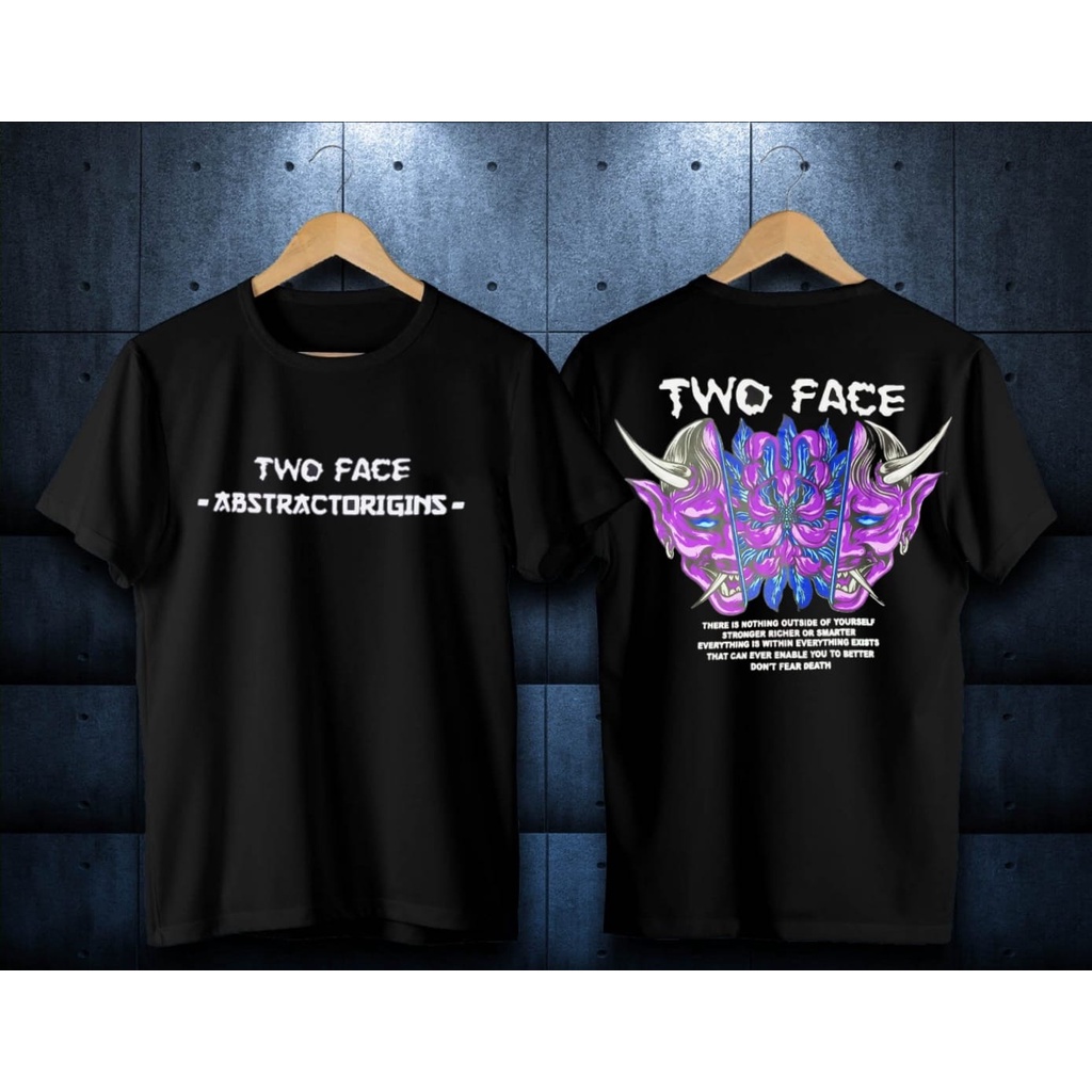 Baju Kaos Two Face Kaos Distro Depan Blakang Kaos Bergambar Keren Lengan Pendek T-shirt Bandung