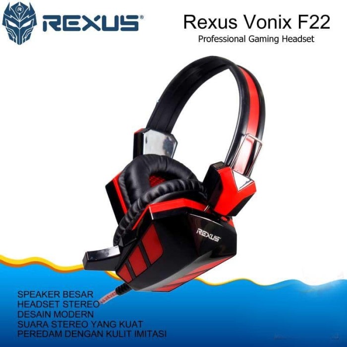 Headset Gaming Rexus F22 Headphone WITH MIC Head Set Ear Phone GARANSI