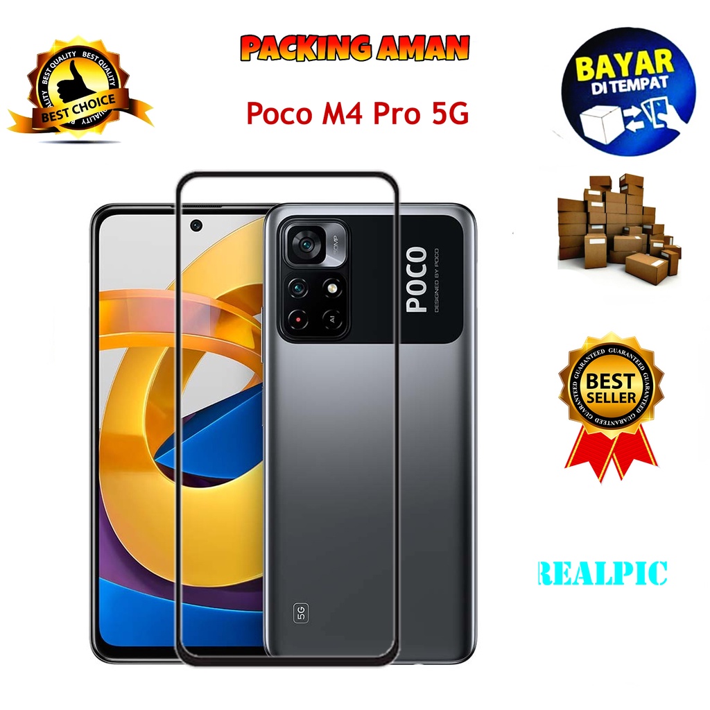 Tempered Glass Xiaomi Poco M4 Pro 5G Full Cover / Full Screen Protector Anti Gores