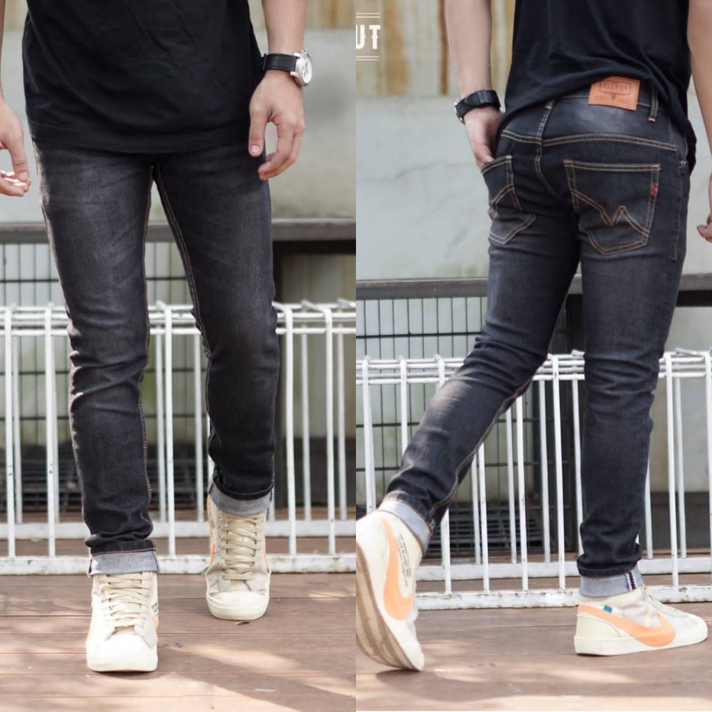 Wisdom Celana Denim Jeans Selvedge Ripped Original Brewout premium denim pria Stretch / Slimfit pria