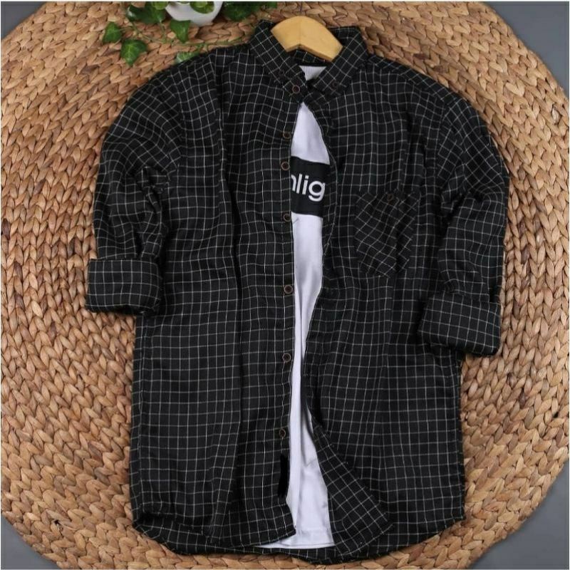 0Kemeja Flanel Impor Pria Kualitas Premium Lengan Panjang Unisex Hem Flannel Baju Flanel Pria Wanita Motif Kotak Kotak