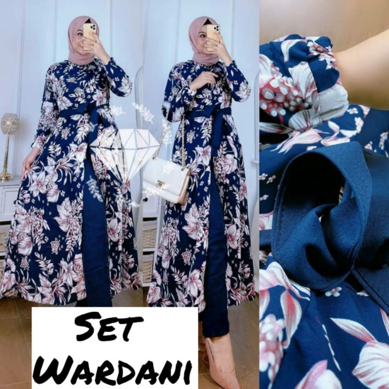 SET CELANA WARDANI BUNGA, MONALISA PREMIUM, GAMIS HIJAB MUSLIM, SETELAN