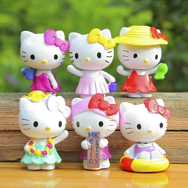 MAINAN ANAK FIGURE HELLO KITTY ISI 6PCS NEW HIASAN KUE ULTAH