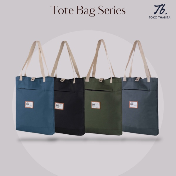 Toko Thabita Tote Bag Cordura Kantor Polos Premium Tebal Totebag Laptop Wanita