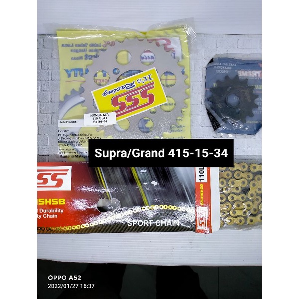Gear Gir Set 415 SSS Grand, Supra Rantai Gold HSB
