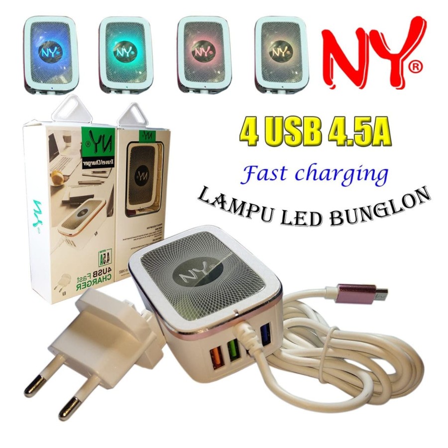 TC NY 4 USB 4.5 A FAST CHARGING LAMPU LED BUNGLON G81 CHARGER 4 lubang led