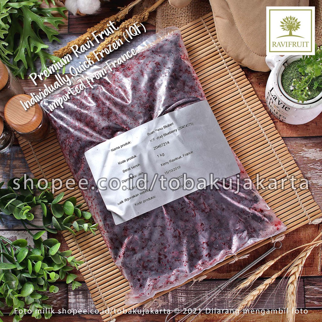 

Ravi Fruit IQF Frozen Wild Blueberry 1kg Buah Beku Bluberi Liar Import